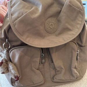 Kipling Beige Backpack with Charm